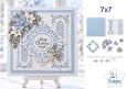 Elegant Blue Poinsettia Christmas Card Kit with Layered Die Cut Elements and Festive Sentiments