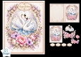 Elegant Swan Couple Floral Lace Birthday Card Topper