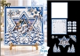 Blue Ice Skates Christmas Card Kit with Winter Village Star Scene, Snowy Trees & Festive Sentiments 7x7