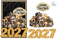 2027 Happy New Year Cute Kitten Celebration