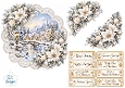 White Poinsettia Christmas Village Scenic Topper