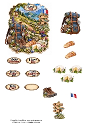 Hiking Adventure Mountain Trail 3D Decoupage A4 Sheet