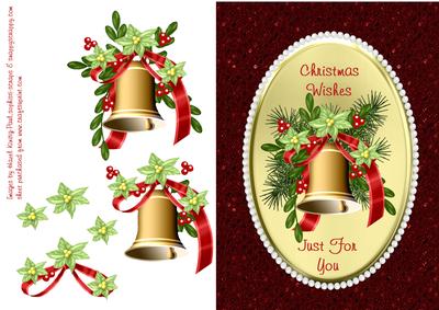 Christmas Bells on Red Glitter