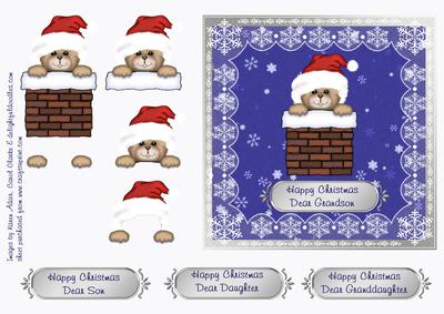 Santa Bear in Chimney - Son,daughter , Grandson,granddaughte