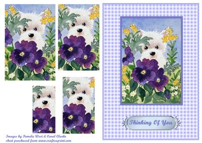 Westie in Flower Bed -thinking of You