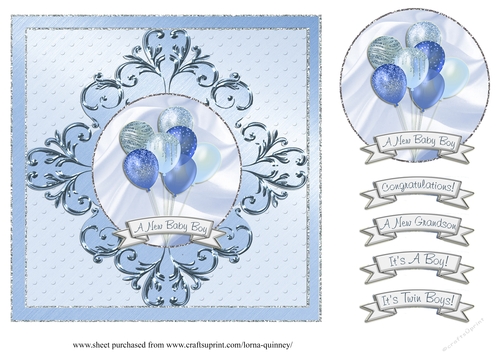 Baby Boy Balloons Card Front