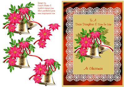 Poinsettia & Bells in Lace Frame - Daughter & Son-in-law