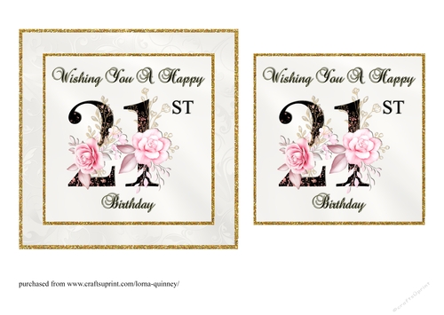 Floral Number 21 Birthday Card Front