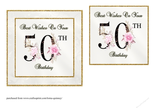 Floral Number 50 Birthday Card Front