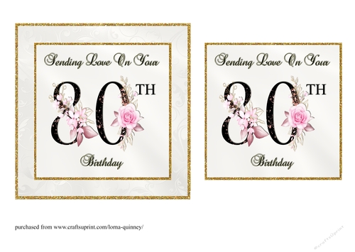 Floral Number 80 Birthday Card Front