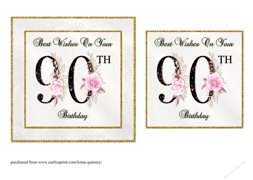 Floral Number 90 Birthday Card Front