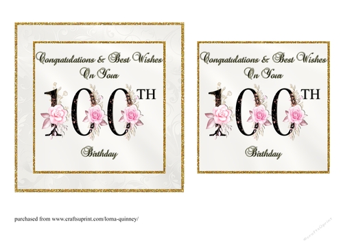 Floral Number 100 Birthday Card Front