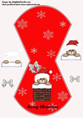 Santa Bear in Chimney - Merry Christmas