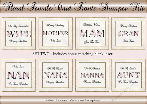 Floral Female Card Fronts Bumper Kit Set 2