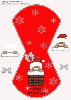 Santa Bear in Chimney Wobble Card 0 Babys 1st Christmas