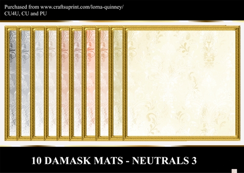 10 Damask Mats 3- Neutrals