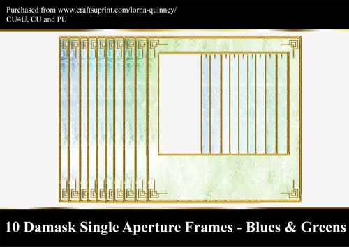 10 Damask Single Aperture Frames - Blues & Greens