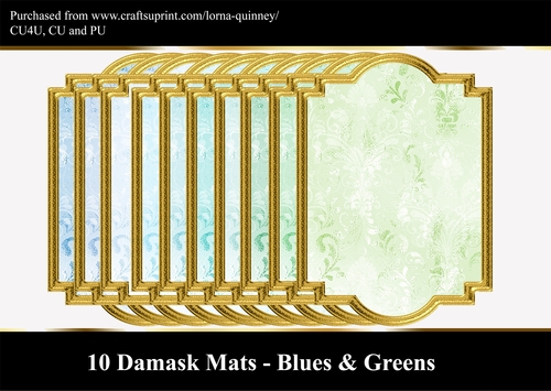 10 Damask Mats - Blues & Greens