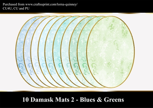 10 Damask Mats 2 - Blues & Greens