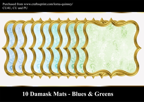 10 Damask Mats 3 - Blues & Greens