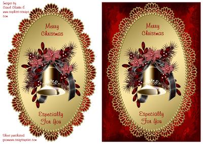 Christmas Bells in Gold Oval Frame