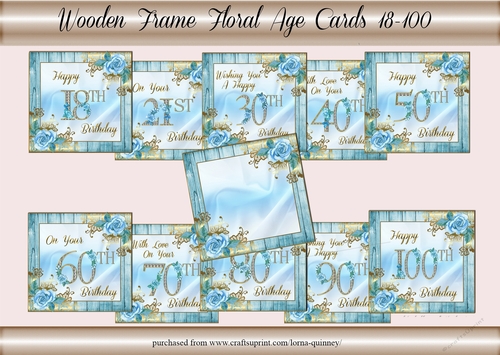 Wooden Frame Floral Age Cards 18-100
