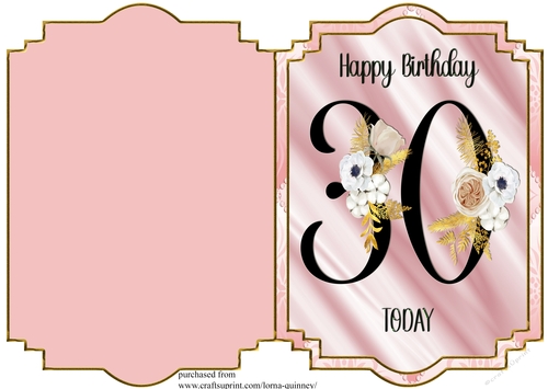 30th Birthday Shaped Card