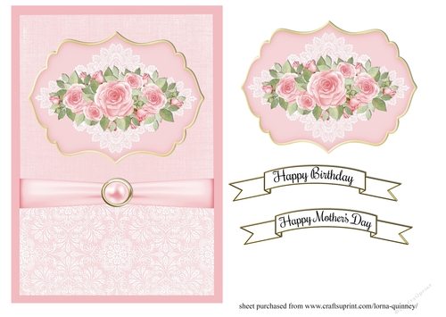 Pink Roses Mothers Day Card
