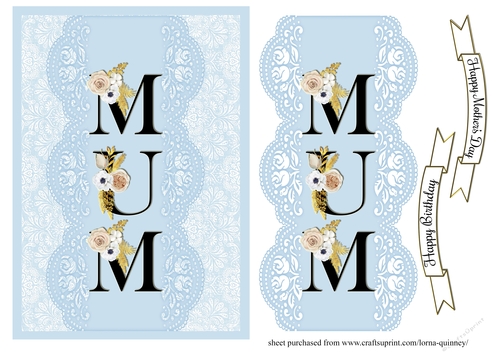 Blue MUM Mothers Day Card