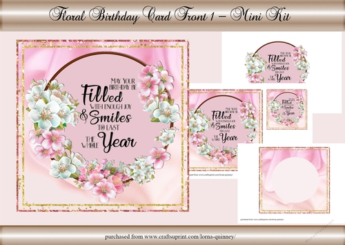 Floral Birthday Card Front 1 Mini Kit