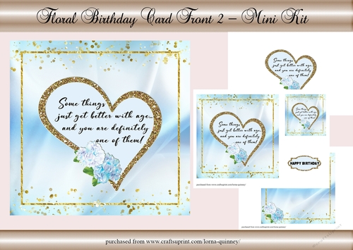 Floral Birthday Card Front 2 Mini Kit