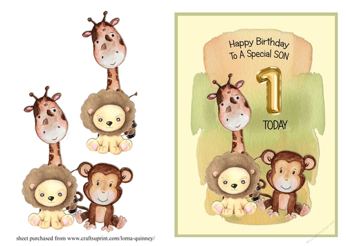 Jungle Themed Son Birthday Card - 1st Birthday