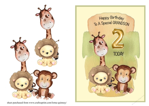 Jungle Themed Grandson Birthday Card - 2nd Birthday