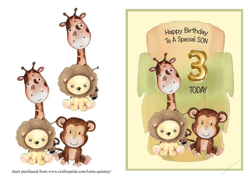Jungle Themed Son Birthday Card - 3rd Birthday