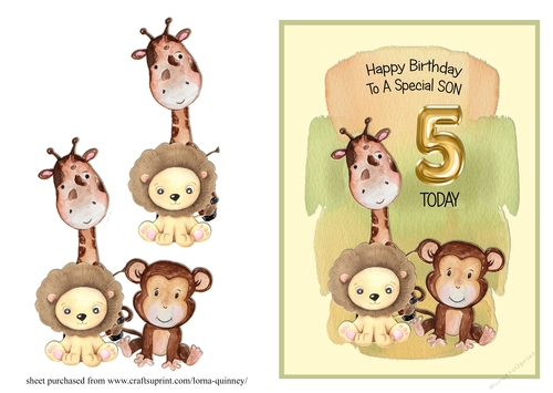 Jungle Themed Son Birthday Card - 5th Birthday