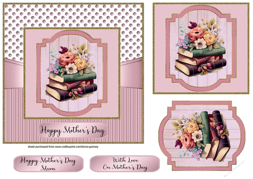 Floral Books Mothers Day Card 1