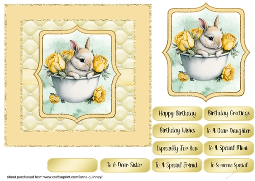 Bunny In Teacup Birthday Card 2