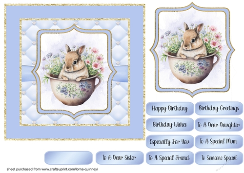 Bunny In Teacup Birthday Card 3