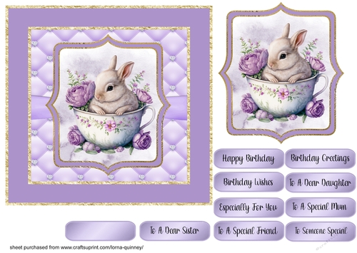 Bunny In Teacup Birthday Card 4