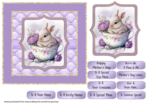 Bunny In Teacup Mothers Day Card 4