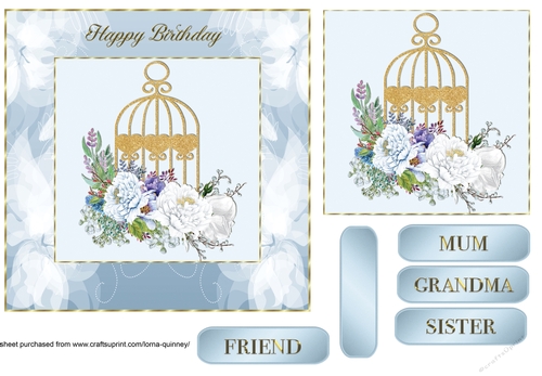 Blue & Gold Bird Cage Birthday