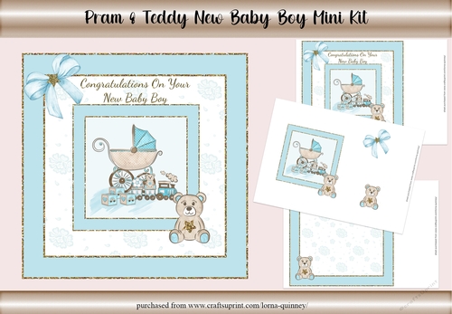 Pram & Teddy New Baby Boy Mini Kit