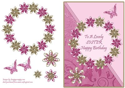 Pink & Gold Flowers - Sister Birthday