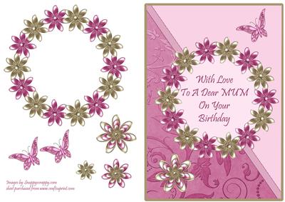 Pink & Gold Flowers - Mum Birthday