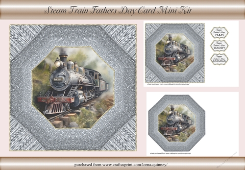 Steam Train Fathers Day Card Mini Kit