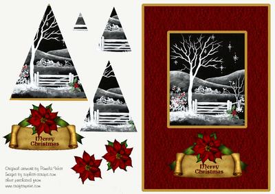 Black & White Snow Scene - Triangle Pyramid