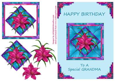 Pink Stained Glass Lily - Grandma