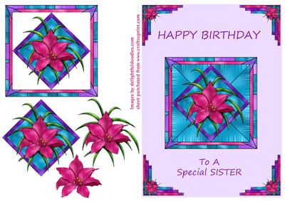 Pink Stained Glass Lily - Sister