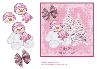 Pink & White Snowman - First Christmas