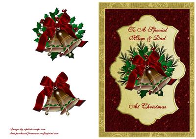Bells on Red Glitter & Gold - Mum & Dad